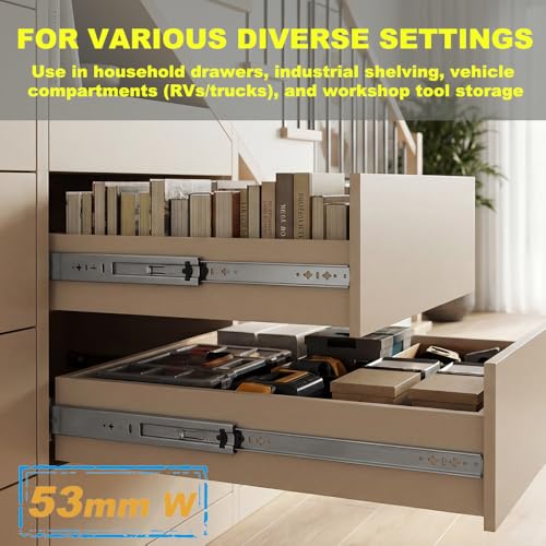 Heavy Duty 36 Inch Drawer Slides, 300 lb Load Capacity, Side Mount, Full Extension, Ball Bearing, Locking, Cabinet Rail, 1 Pair by Coralov - Image 5