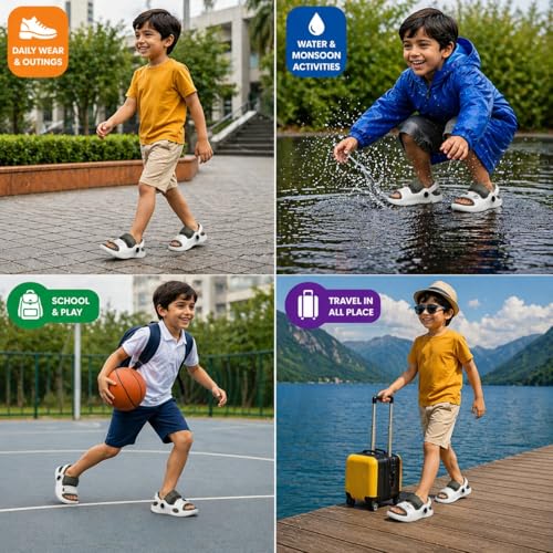 Image of Kid's Soft EVA Clog Sandals with Adjustable Strap & Anti-Slip Comfort Sole | Unisex |Light Weight | Water Proof