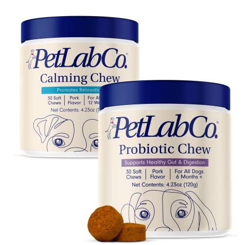 Petlab Co. – Calming & Probiotic Support Bundle: Delicious Non-Drowsy Chews - Calmness & Relaxation In Your Dog - Easy-To-Use Probiotic Chews To Support Optimal Digestion And Skin & Coat Comfort #TOP23