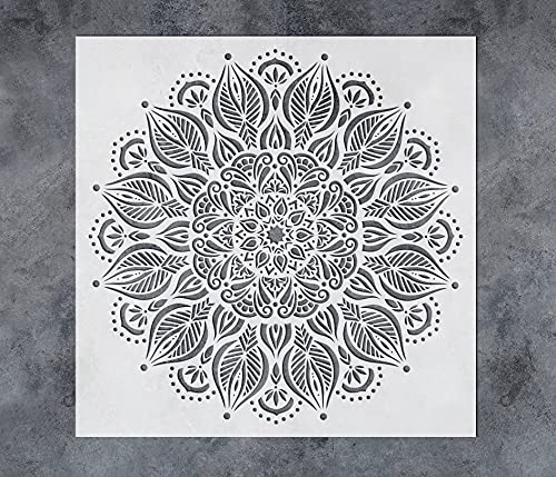 GSS Designs Large Prosperity Mandala Wall Stencils 16 x 16 Inch - Reusable Stencils Laser Cut Mandala Stencils for Painting on Wood Floor Wall Tile Fabric Furniture - Mandala Painting Stencils