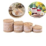 Juteband mit Spitze ,Vintage Leinwand Spitzenband für Nähen DIY Handwerk Hochzeit Party Weihnachten Deko