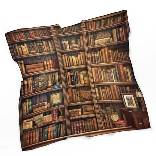 Women Head Hair Scarf Library Bookshelf Book Printed Women Small Square Scarf 27" X 27" Breathable Lightweight Neckerchief Headscarf Scarf for Sleeping3