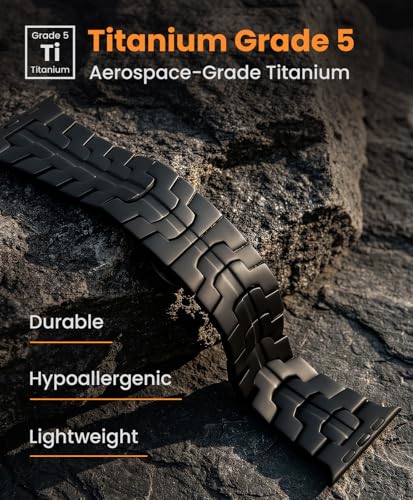 Image of Grade 5 Titanium Band for Apple Watch Ultra 3 /2 /1 49mm & Series 11 /10 46mm, DLC Coating Anti-Scratch Ultra 3 Band with Small-Link Design for Precise Fit, Secure Butterfly Clasp Band for Men