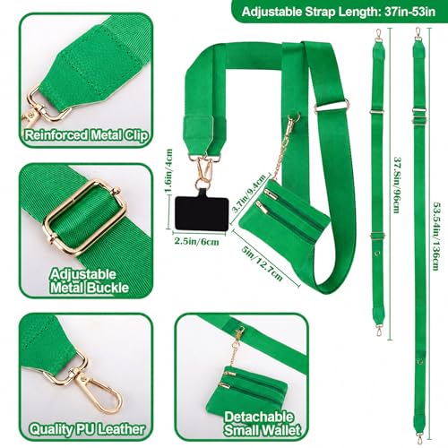 Image of XANGNIER Clip and Go Strap for Phone with Wallet Crossbody, Phone Strap with Zippered Wallet, Adjustable Anti Theft Cellphone Lanyard for Women, Cellphone Chain Accessories,Forest Green