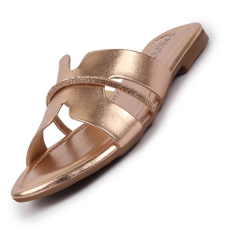 FAUSTO FST KI-498 ROSE-38 Womens Rose Shiny Open Toe Embellished Design Slipper With Cushioned Footbed|Flat Slipper For Party|Festive|Wedding (5 UK) (B0D37G55YB) Amazon Price History, Amazon Price Tracker