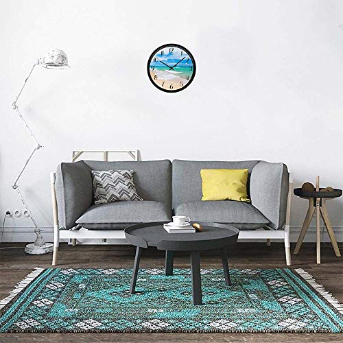 XinsFaith Silent Decorative Wall Clock Beach 10 Inch Wall Decor Arabic Numerals for Bedroom Living Room Kitchen - Image 2