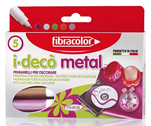 Fibracolor I-Deco' Metal Pack met 5 viltstiften grof metallic