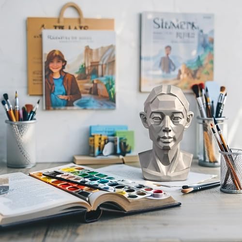 Female Planar Head Model for Drawing, Small Head Drawing Figure Mannequin, 3D Resin Manikin Head Sculpture for Artists Art Portrait Sketching, 4.5inch (Planar) by Generic - Image 4