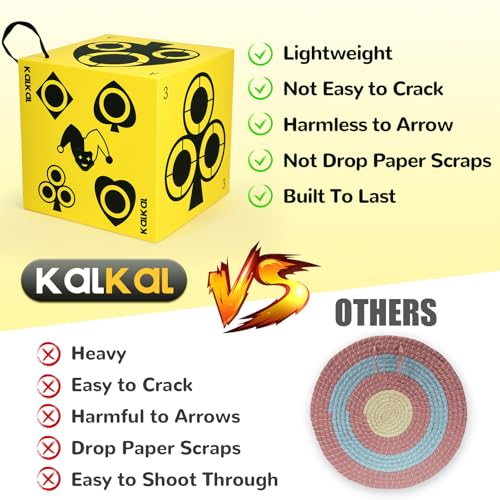 Image of Kalkal Archery Target, 6 Side Foam Archery Target Block with Carry Handle, Easy Arrow Removal, Lightweight Poker Archery Targets for Backyard Practice