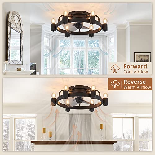 LEDIARY Low Profile Ceiling Fans with Lights Black, Flush Mount Ceiling Fan with Light, Modern Farmhouse Industrial Rustic Small Ceiling Fan with Remote for Bedroom,Kitchen,Home - Image 5
