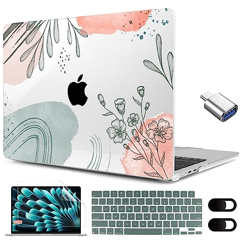Image of MEEgoodo for M5 /M4 /M3 /M2 MacBook Air 15 inch Case 2026 2025 2024 2023, Case Fit Model (A3448 /A3241 /A3114 /A2941) for MacBook Air 15.3 inch, Watercolor Floral 3