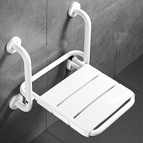 Asiento de Ducha abatible con reposabrazos, Taburete de Ducha montado en la Pared para Minusválidos Silla Ducha Mayores Soporta hasta 160 kg para Personas Mayores y discapacitadas, Marco de Acero