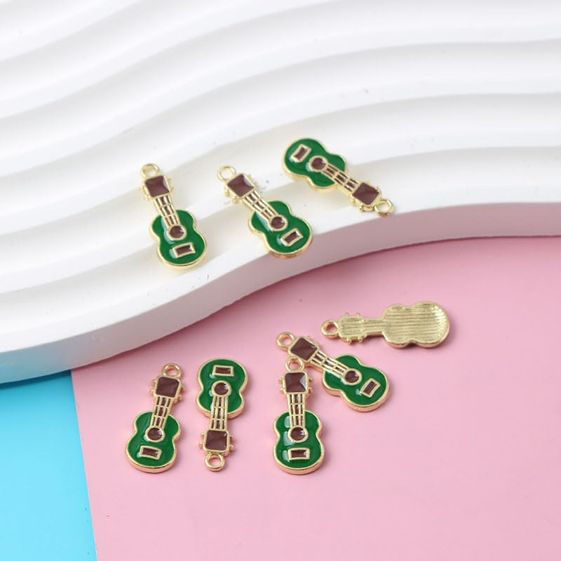 Ximimark 100pcs Vibrant Golden Enamel Guitar Charms - Diverse Designs for Jewelry Making - Perfect DIY Bracelet Accessories Set - Image 5