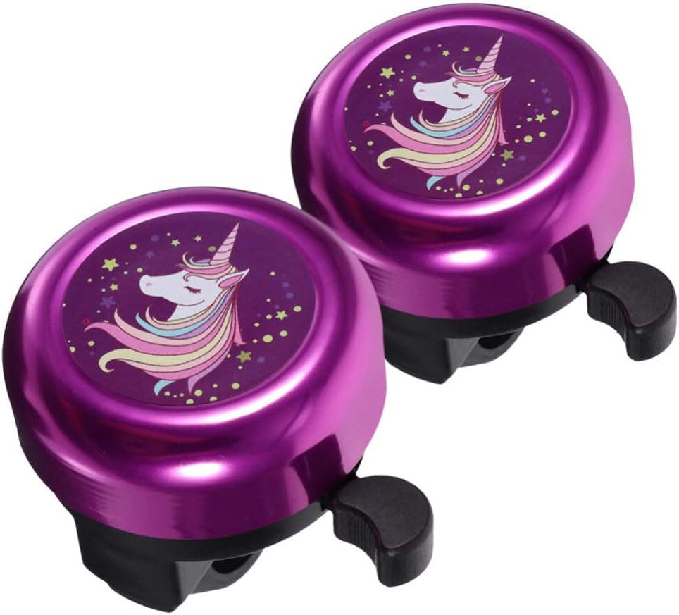 Yardwe 2PCS Unicorn Bike Bell Purple Bicycle Bell for Girls Bike Horn Cute Bike