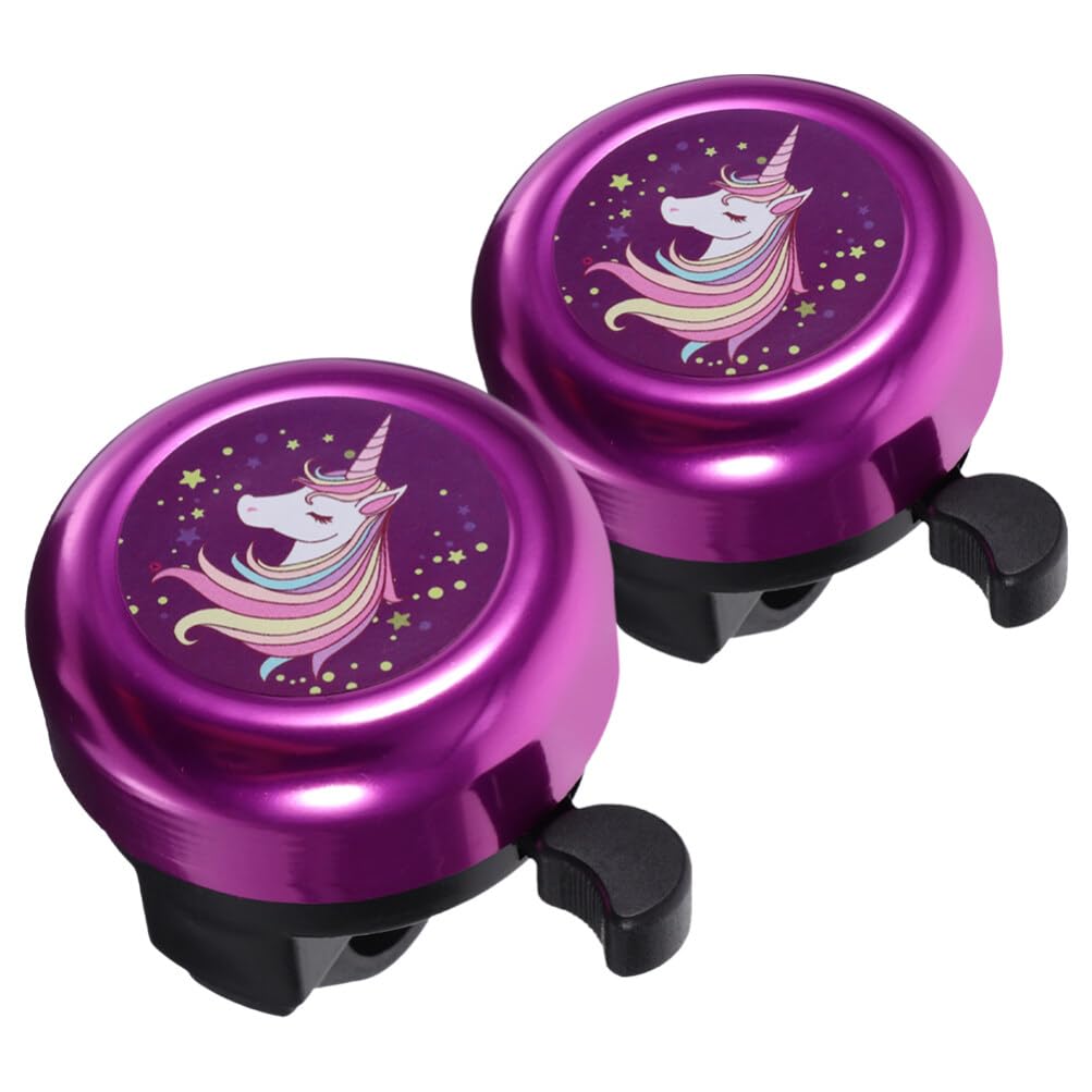 Yardwe 2PCS Unicorn Bike Bell Purple Bicycle Bell for Girls Bike Horn Cute Bike
