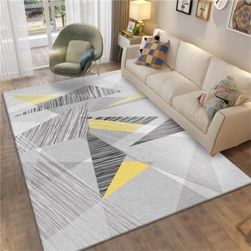 Tapis de chambre à coucher géométrique pour salon convivial gris