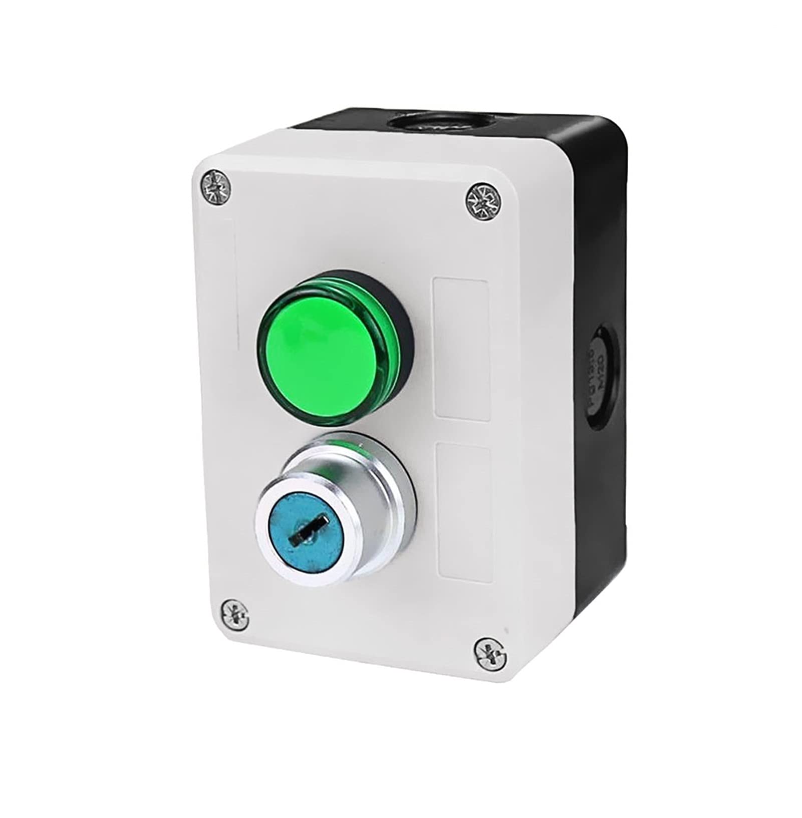 Interrupteur bouton-poussoir étanche 2 trous 220V voyant vert commande industrie