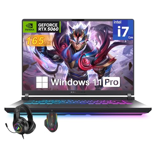 ASUS ROG Strix G16 Gaming Laptop 2026, NVIDIA RTX 5060(8GB GDDR7), Intel i7 14650HX(16 Cores), 16 Inch FHD+ 165Hz/3ms Display, 32GB DDR5, 1TB SSD, Wi-Fi 7, Windows 11 Pro, Headset & Mouse Set