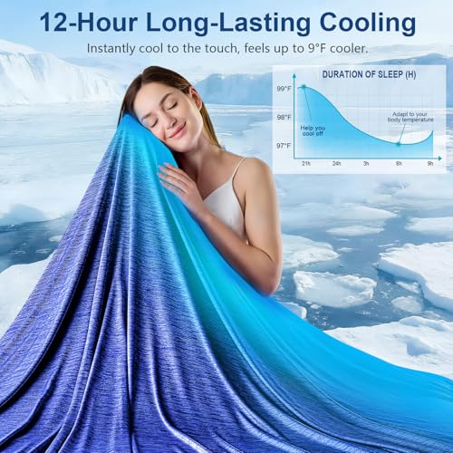 Image of KMUSET Cooling Blanket Throw (50 inchx60 inch), Double Sided Summer Cooling Blankets for Hot Sleepers & Night Sweats, Cool Soft Lightweight Blanket for Beach, Sofa Bed Couch, Gifts for Women Men Navy Blue