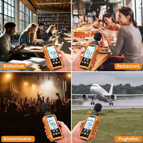 Neoteck Dezibel Messgerät Digital Tragbare Schallpegelmesser 30-130dB mit LCD-Display, A/C Gewichtet Schallpegelmessgerät für Heimfabriken