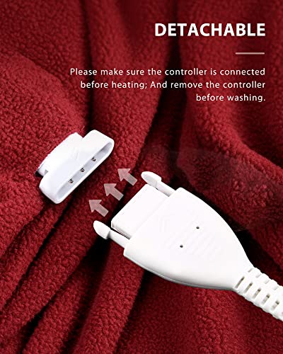 Mcjaw Electric Heated Blanket Twin Size 62"X84" Large Fleece Warm Bedding Blanket For Whole Body 4 Heating Levels And 10 Hours Auto-Off Heating Blanket - Red #TOP3