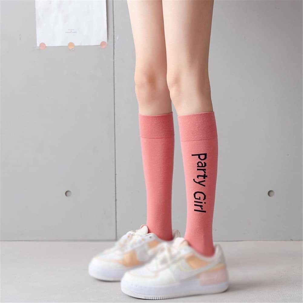 4 Pares de Calcetines con Letras for Mujer, Calcetines de Tubo Alto, Calcetines de Pantorrilla, Calcetines Deportivos de Calle de Tendencia de algodón, Estilo de Tendencia