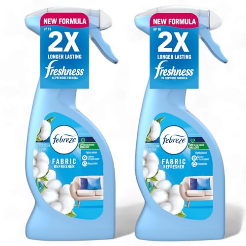 Febreze Fabric Refresher bundle, Water-Based Formula Fabric Spray, Laundry Scent Boosters - 2 x Cotton Scents 375ml - Pack of 2 - Fabric Refresher