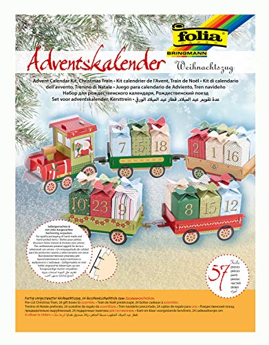 folia 9394 - Adventskalender Weihnachtszug, 60 teiliges Bastelset mit...