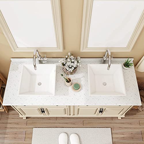 Lifezcime Ceramic Bathroom Vessel Sinks, 16X16Inch Small Medium Square Countertop Bathroom Sink, Modern Porcelain Lavatory Vanity Bowl Sink Washing Art Basin, White (Qy-230) #TOP7