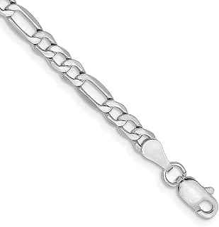 Tornozeleira de ouro branco 14 k 23 cm 3,5 mm Link Figaro fecho lagosta corrente tornozeleira praia joias finas para mulheres presentes para ela, 9 inches
