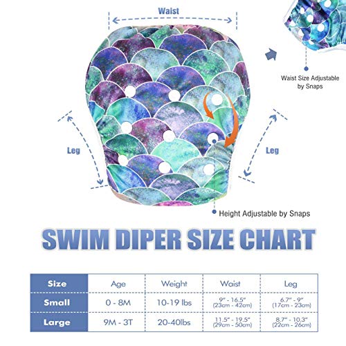 Leekalos One Size Adjustable Reusable Swim Diaper Boys & Girls, Swim Diapers For Baby Shower Gifts & Swimming Lessons, Pack Of 3 (Fish, Large) #TOP3