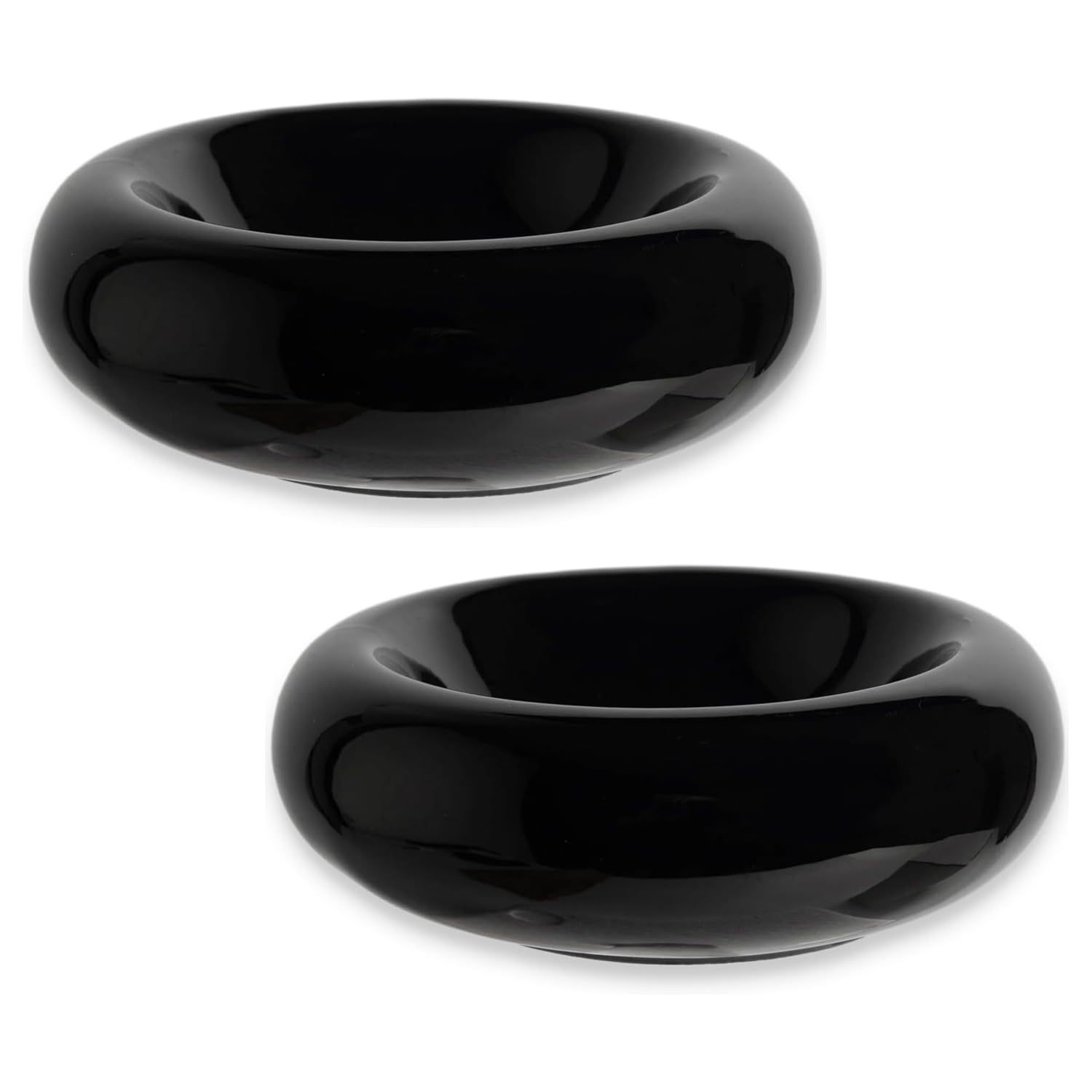 6.1 Inch Cat Bowls, 7 oz Ceramic Cat Food Bowl, Whisker Fatigue Relief Bowl, Anti-Vomiting, Protect Spine, Perfect for Indoor Cats(2pc Black)