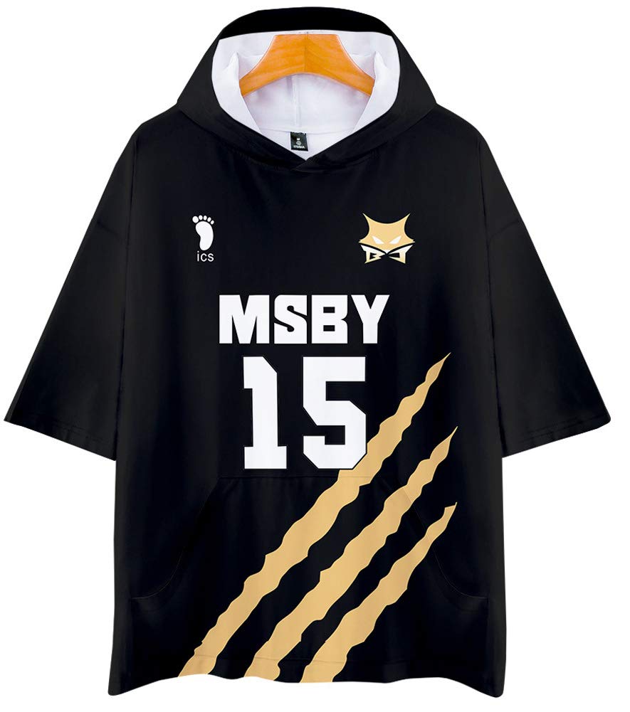 QYIFIRST Anime MSBY Black Jackal Volleyball Club Kiyoomi Sakusa NO.15 3D  Short Sleeve Hooded T-Shirt Sweatshirt Top Blouse Hoodie Cosplay Costume  Black/Black XXS (Chest 96 cm) : Amazon.co.uk: Toys \u0026 Games