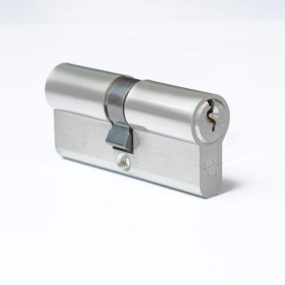 FELGNER Doppel-Zylinder Euro Plus Schließzylinder Profilzylinder Türschloss Sicherheitsschloss für Türen Haustür Wohnungstür - inkl. 3 Bart-Schlüssel | 30-55 mm (55-30 mm) Nickel Matt