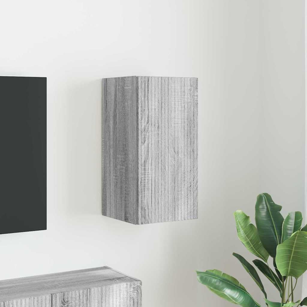 Fengshui Szafka ścienna do telewizora 30 x 31 x 60 cm Sonoma szara materiał | Montaż ścienny, obracany o 90 stopni, regał, oszczędność miejsca, łatwy w pielęgnacji, nowoczesny design