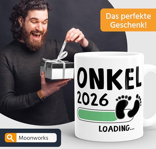 MoonWorks® Tasse Schwangerschaft verkünden - Onkel 2026 Loading - Geschenk für werdenden Onkel - Keramik Weiss unisize – Ansicht 5