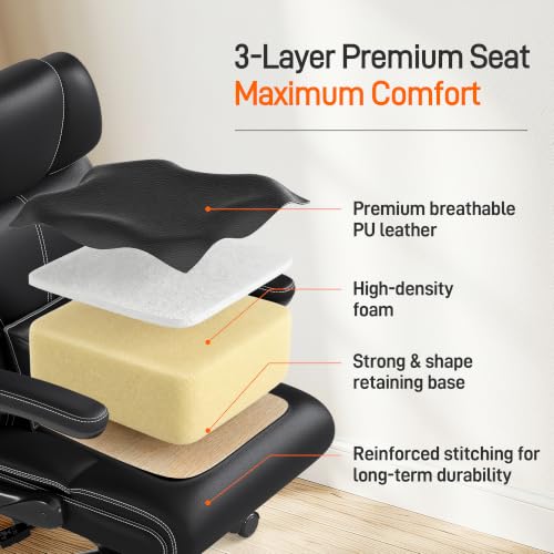 Office Chair, Executive Mid-Back Computer Desk Chair with Flip-up Armrests - image 7