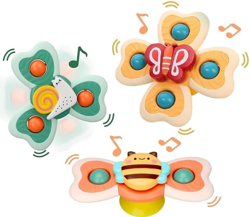 3 PCS Baby Bath Spinner Toy with Rotating Suction Cup Spinning Top Toy Animal Spin Sucker Baby Bath Toys Dining Chairs Toys Windmill (Snail Bath Spinner Toy)