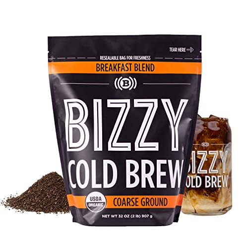 Bizzy Organic Cold Brew Coffee | Breakfast Blend | Coarse Ground Coffee | Micro Sifted | Specialty Grade | 100% Arabica | 2 Lb #TOP1