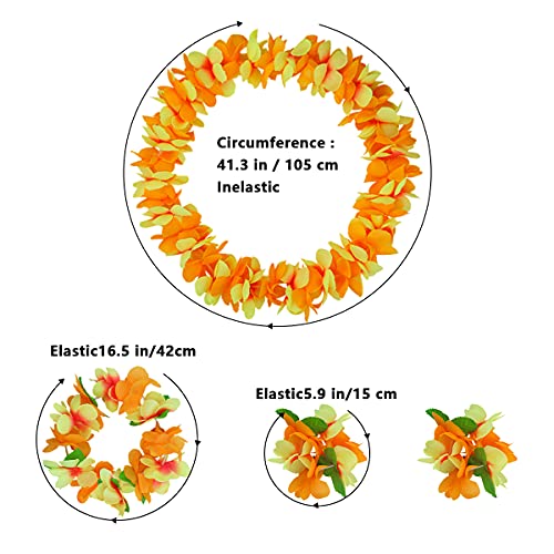 PIXHOTUL Blad Hula Rok met Hawaii Leis Gras Rok en Kunstmatige Hibiscus Bloemen Kostuum voor Strand Hawaii Luau Tiki… - Image 5