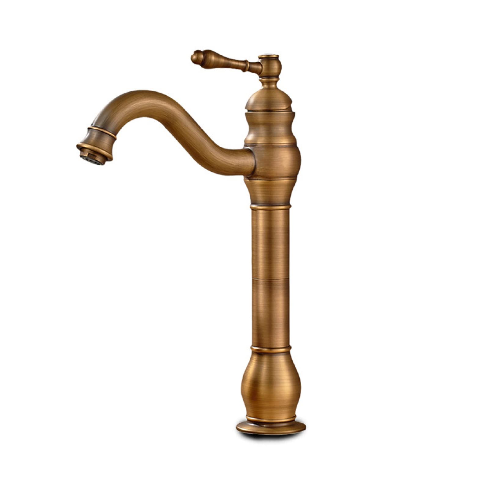 Robinet lavabo vintage en laiton antique avec bec orientable haut