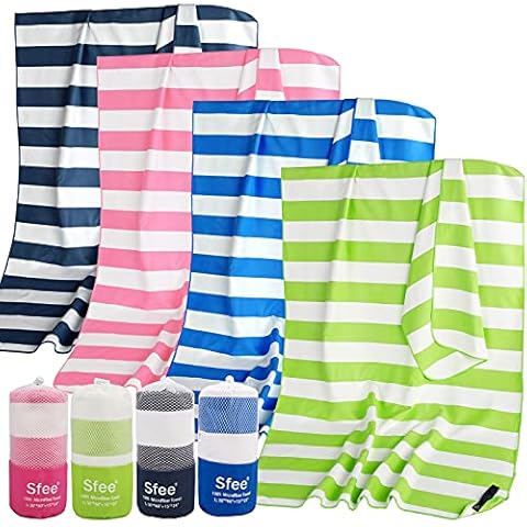 Sfee 2 Pack Microfiber Oversized Beach Towel, Quick Dry Towel Travel Towel Camping Towel Super Absorbent Compact Lightweight Sports Towel Gym Towel for Beach,Gym, Hiking, Pool, Backpacking, Bath, Yoga Cover