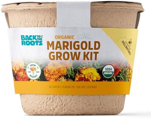 Back to The Roots Organic Marigold Flower Grow Kit with Plantable...