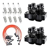 MAS Set of 2 Ignition Coil Pack FD487&8pcs Iridium Spark plugs SP432&Wires set Compatible with Ford Mercury Lincoln Town Car F150 Expedition Crown Victoria 4.6L V8 Replacement for DG530 DG523