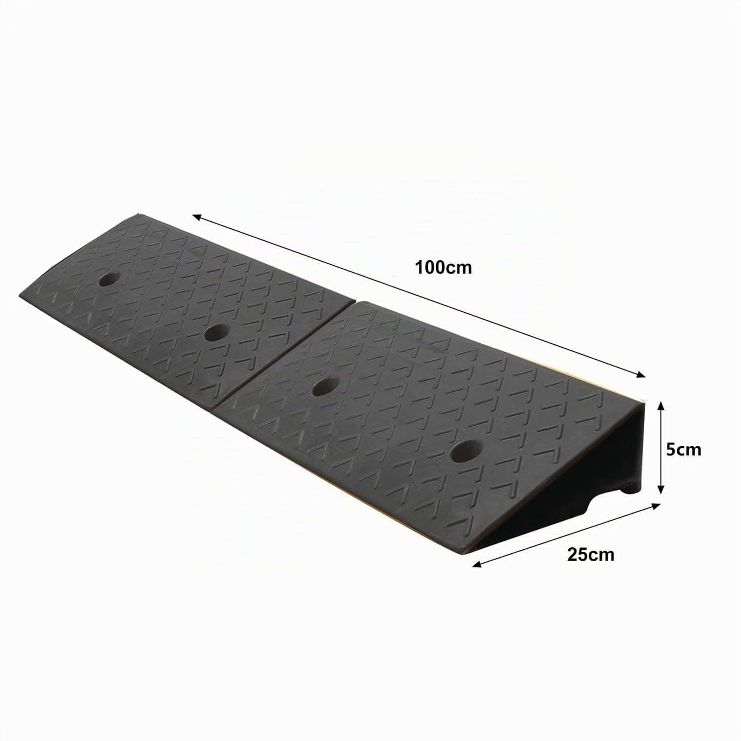 Rampa per marciapiede, in gomma, altezza 5 cm, per auto, moto, sedia a rotelle, 100 x 25 x 5 cm, colore nero