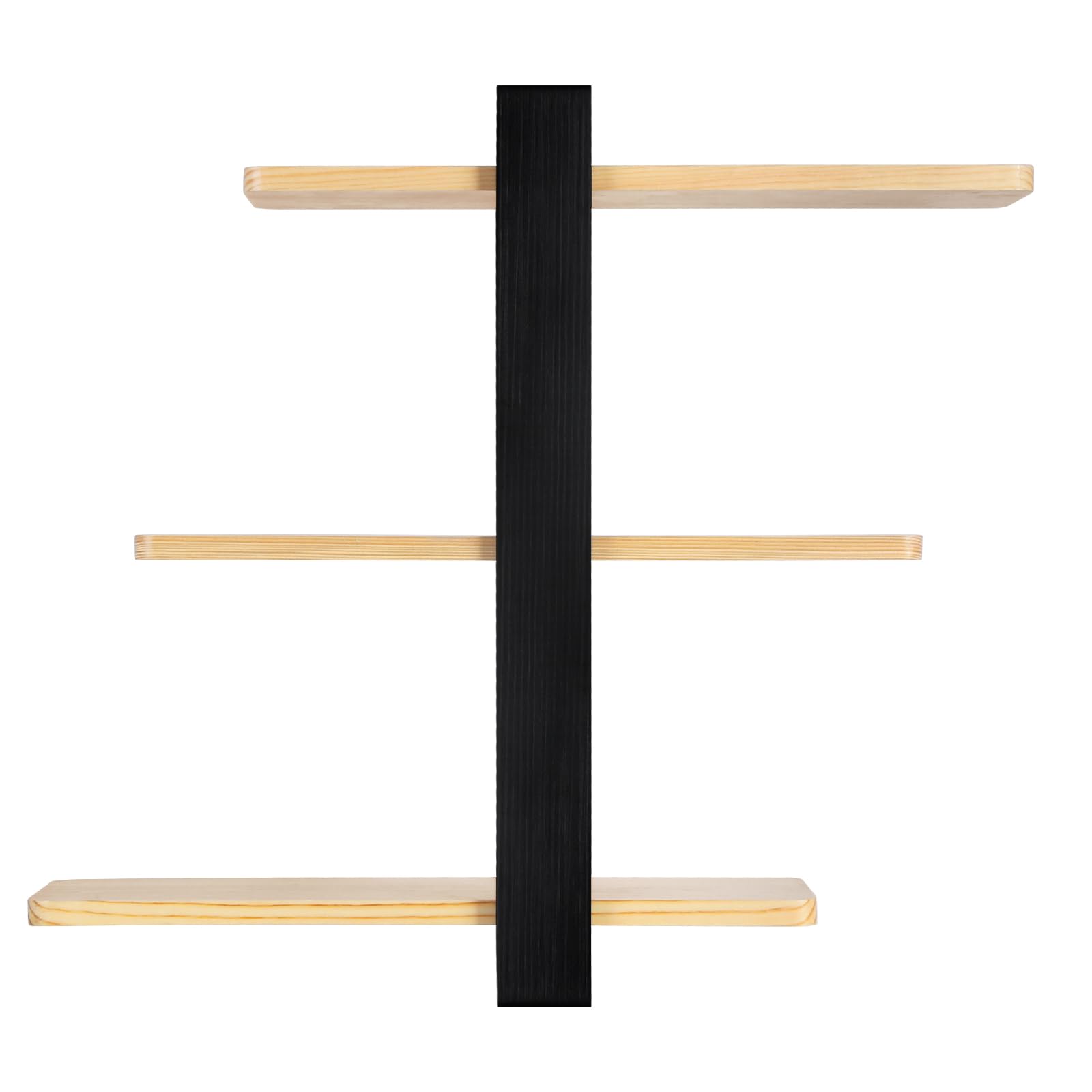HUOLE Étagère Murale Industrielle en Acier pour Tuyaux en Bois Étagère Suspendue Bibliothèque Étagère de Rangement à 3 Niveaux pour Cuisine, Salon, Chambre à Coucher, 58 * 50 * 16cm-Noir (2pc)