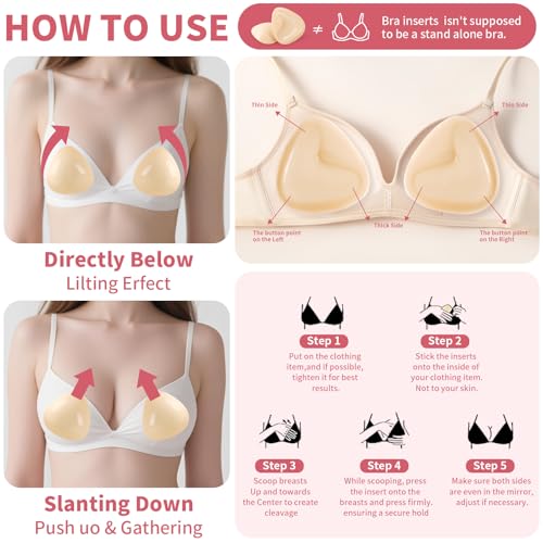 Image of Invisible Sticky Bra Push Up, Double Sided Sticky Bra, Reusable Adhesive Bra Inserts for Women Bikini Wedding Dress