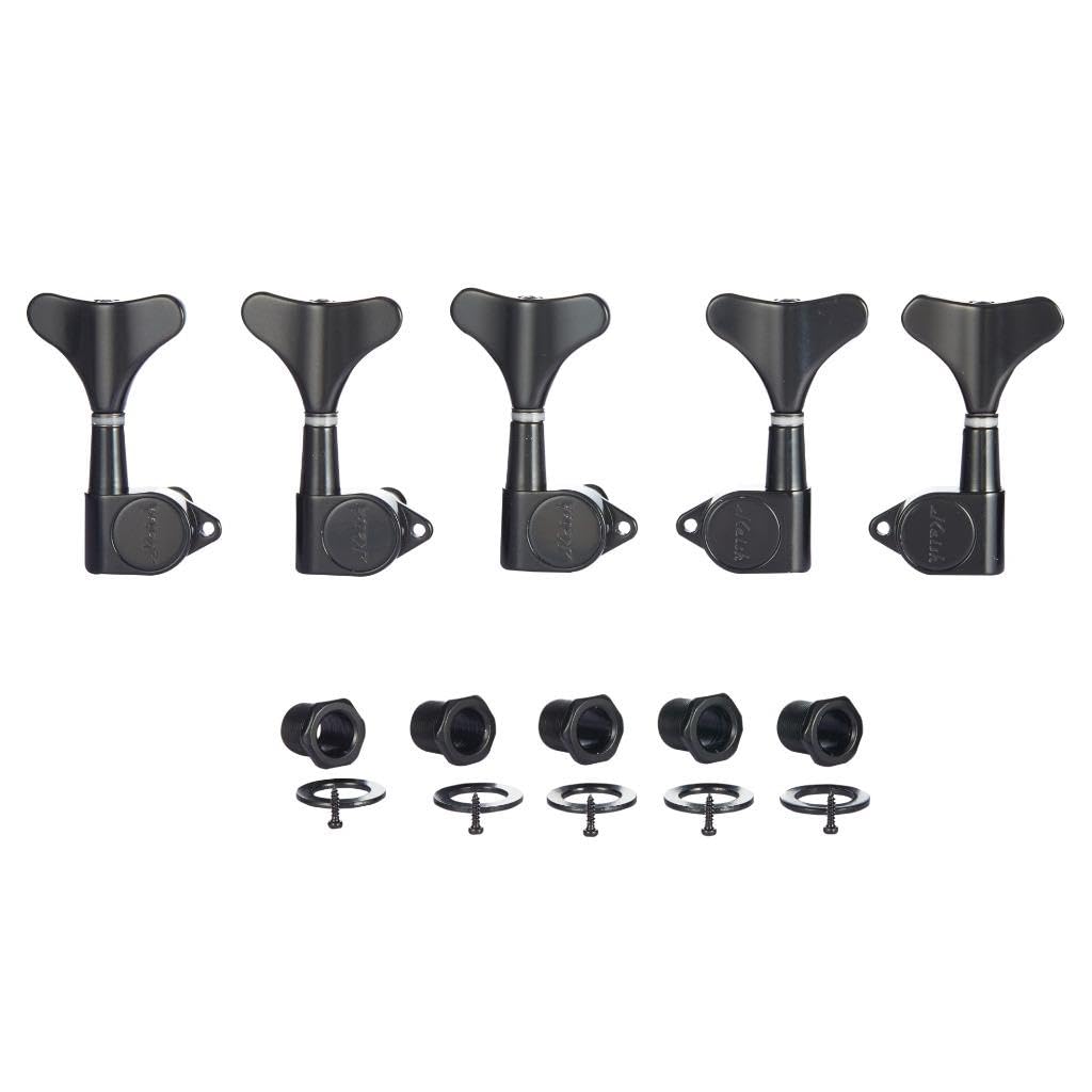 5 String 18:1 Sealed Bass Tuners Bass Guitar Tuning Keys Pegs Bass Tuning Machines Compatible with Ibanez/Yamaha Style Acoustic/Electric Bass Black 3R/2L