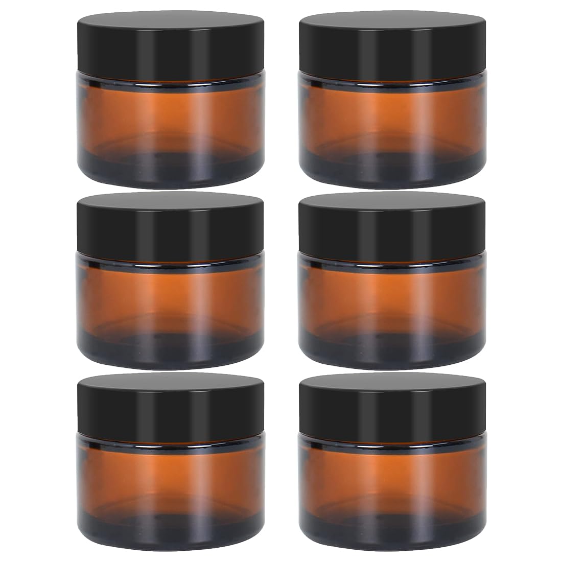 Aililong Confezione da 6 Barattoli per Crema, 50 ml, in Vetro Ambra e Trasparente, per Cosmetici, Lozioni, Unguenti, Oli Essenziali, Mini Candele