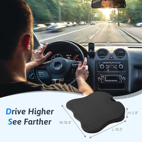 Image of Wedge Car Seat Cushion for Better Visibility & Sciatica Pain Relief - High Density Memory Foam, Non-Slip Ergonomic Car Seat Cushion for Driving, Universal Fit for Car, SUV,Truck & Tractor (All Black)